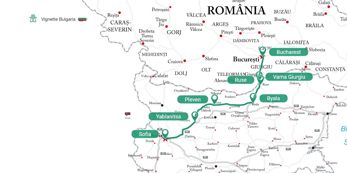 Bucharest to Sofia, via Vama Giurgiu Border Crossing and Ruse