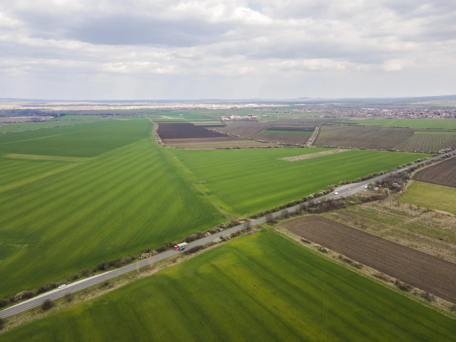 Aerial view of the motorway from Parvomay to the Zlatarevo - Novo Selo Border Post